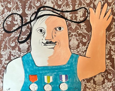 Litografia Baj - Enrico Baj (1924–2003) – Guillaume de Gouffier – Color lithograph on paper – 1965