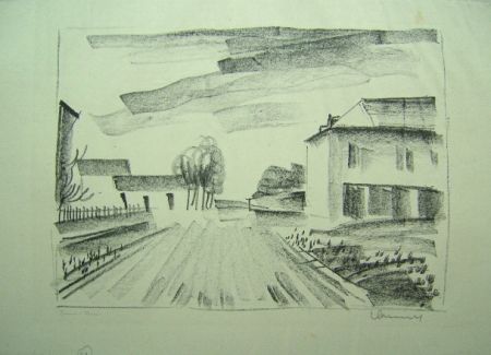 Litografia Vlaminck - Entrée de Village