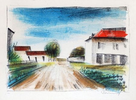 Litografia Vlaminck - Entrée de Village II (La Route de Francheville)
