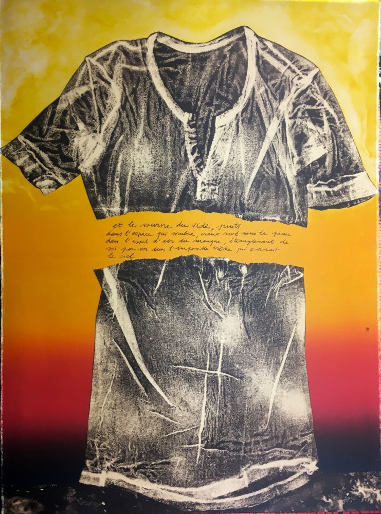 Litografia Recalcati - Et le sourire du vide…(Placard Bailly). Version en rouge. Lithographie de 1975