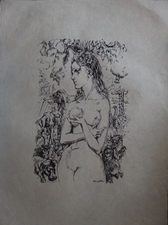 Litografia Foujita - Eve au Jardin d'Eden