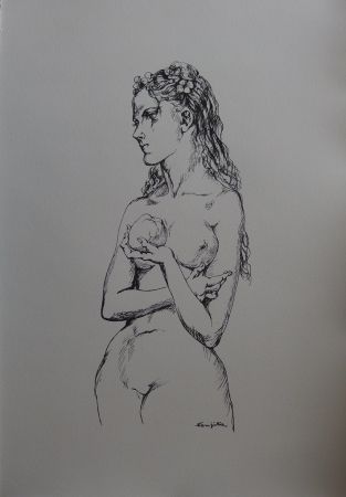 Litografia Foujita - Eve à la pomme