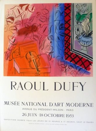 Litografia Dufy - Exposition au musée national d'art moderne,Paris 1953