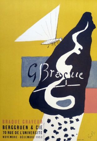 Litografia Braque - Exposition galerie Berggruen 1953