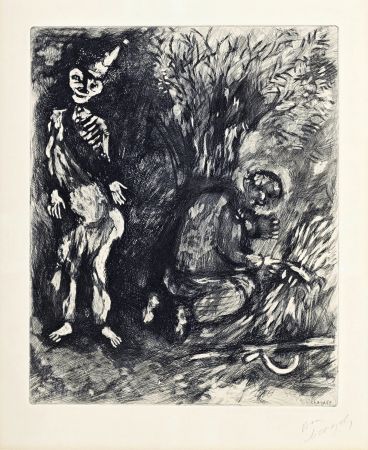 Incisione Chagall - Fables de la Fontaine : La mort et le bucheron, 1952