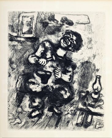 Incisione Chagall - Fables de la Fontaine : Le savetier et le financier, 1952