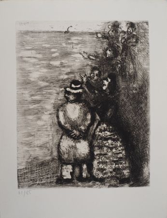 Incisione Chagall - Face à la mer (Le chameau et les bâtons flottants)