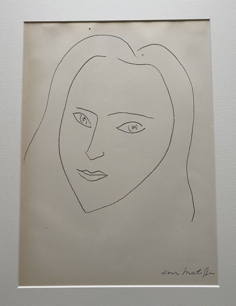 Litografia Matisse (After) - Facing Woman’s  portrait with long hair 