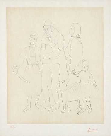 Incisione Picasso - Famille de Saltimbanques (Family of Acrobats), c.1950