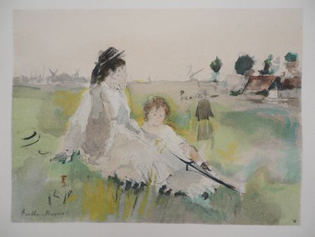 Litografia Morisot - Famille à la campagne