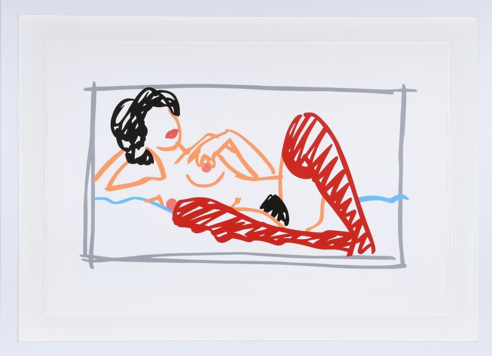 Serigrafia Wesselmann - Fast Sketch Red Stocking Nude