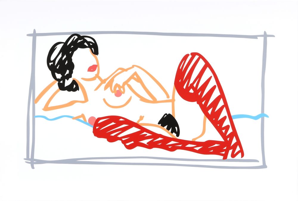 Serigrafia Wesselmann - Fast Sketch Red Stocking Nude