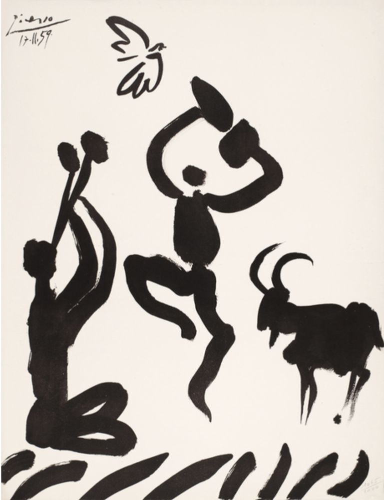 Litografia Picasso - Faune et le bouc