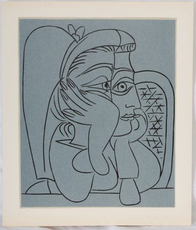 Linoincisione Picasso - Femme accoudée