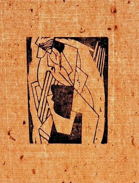 Linoincisione Severini - Femme assise au chapeau