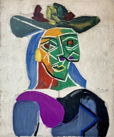 Litografia Picasso - Femme au Chapeau