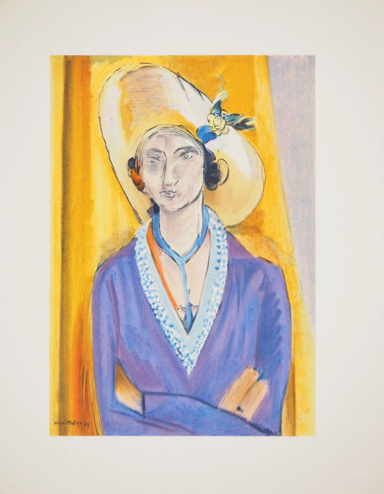 Litografia Matisse - Femme au chapeau de paille