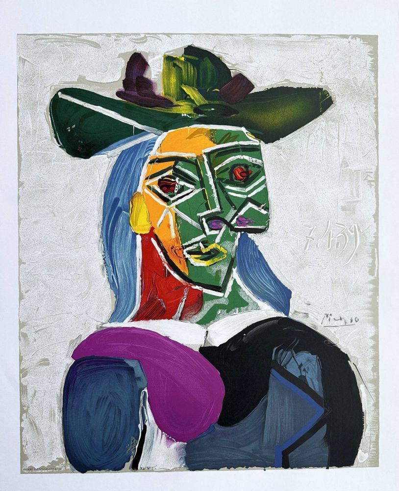 Litografia Picasso - Femme au chapeau (Dora Maar)