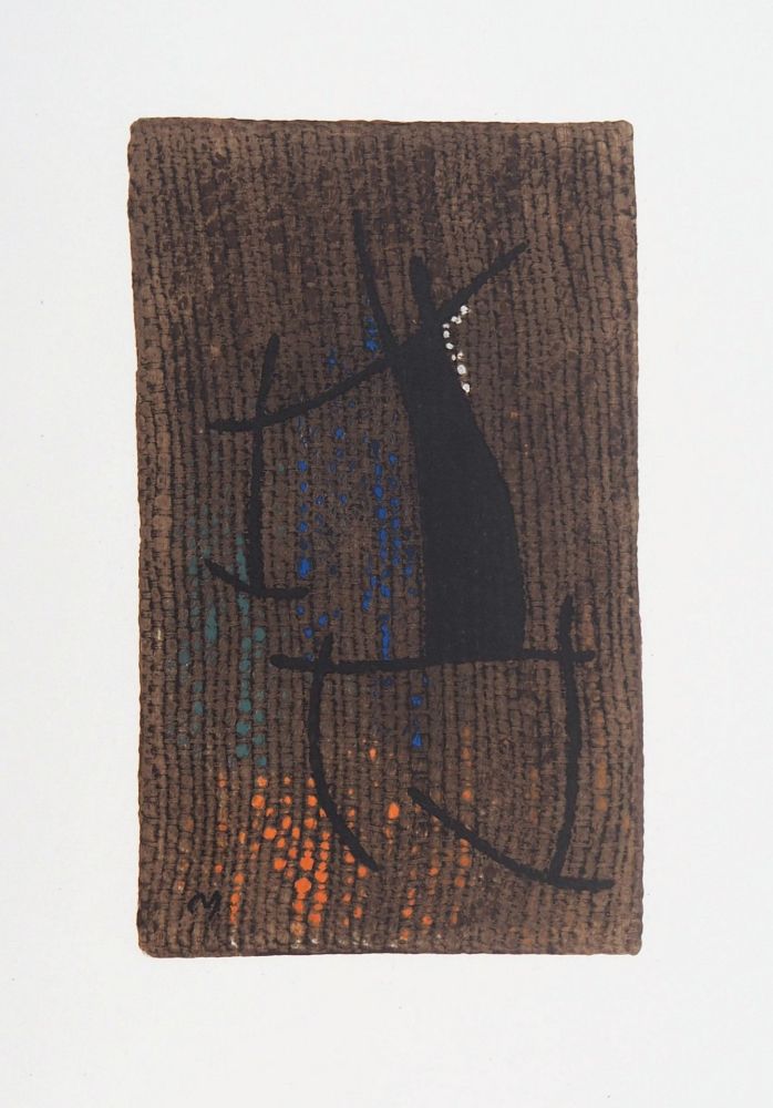 Litografia Miró - Femme au fond marron