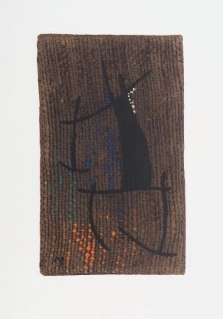 Litografia Miró - Femme au fond marron