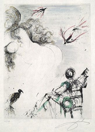 Incisione Dali - Femme au Perroquet (Woman with Parrot)