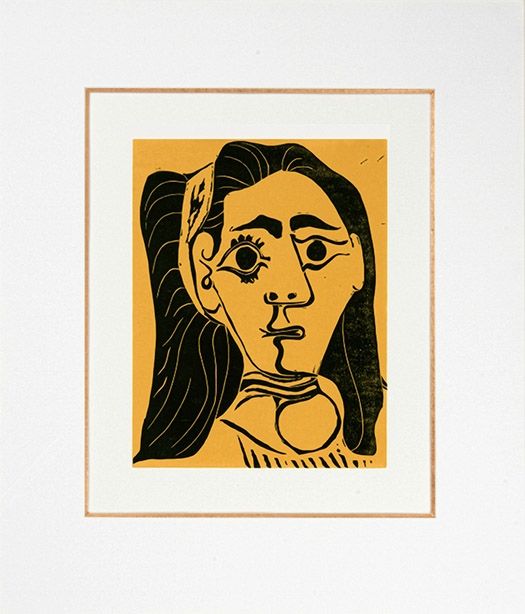 Linoincisione Picasso - Femme aux cheveux flous (Jacqueline au bandeau III)