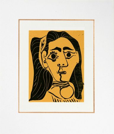 Linoincisione Picasso - Femme aux cheveux flous (Jacqueline au bandeau III)