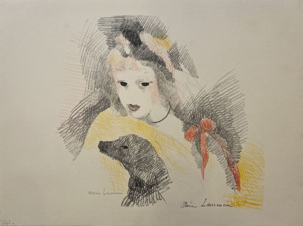 Litografia Laurencin - Femme avec chien 