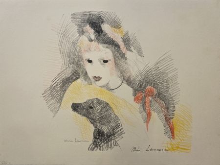 Litografia Laurencin - Femme avec chien 