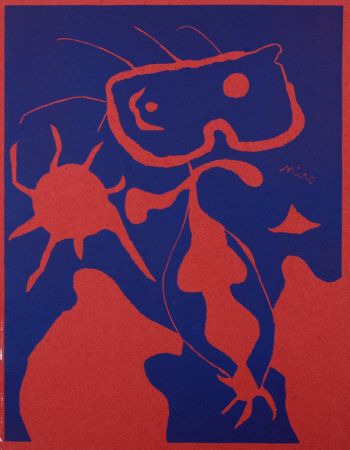Incisione Su Legno Miró - Femme avec soleil rouge, 1959