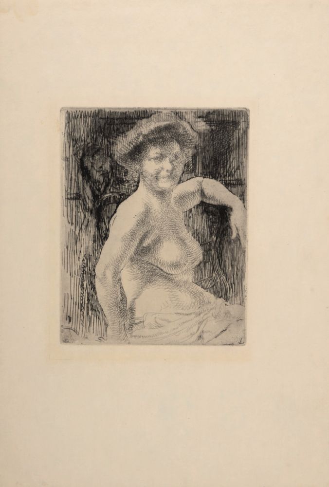 Incisione Besnard - Femme blonde à sa toilette, 1911