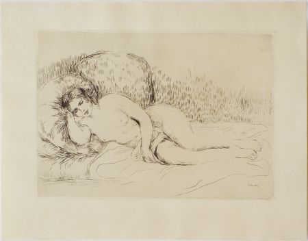 Acquaforte Renoir - Femme couchée, tournée à gauche
