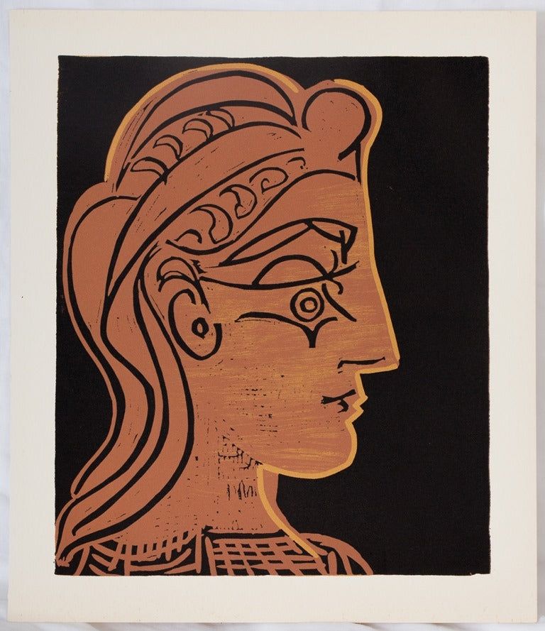 Linoincisione Picasso - Femme de profil
