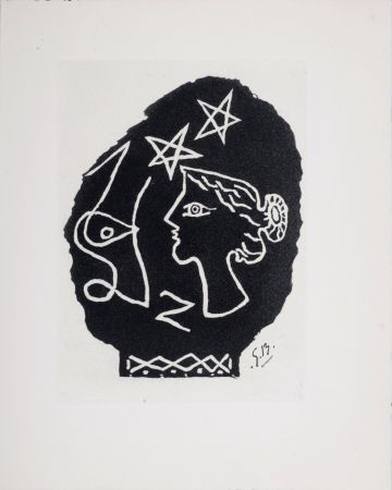 Incisione Braque - Femme de profil, 1947