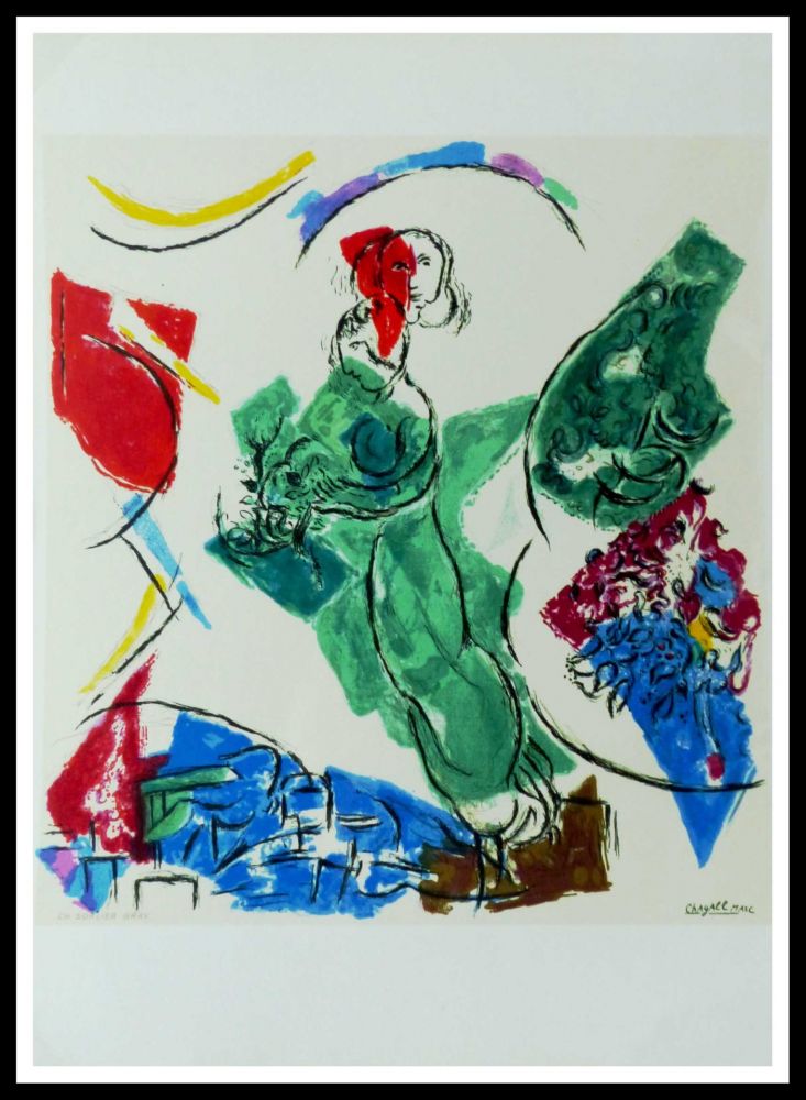 Litografia Chagall (After) - FEMME EN VERT
