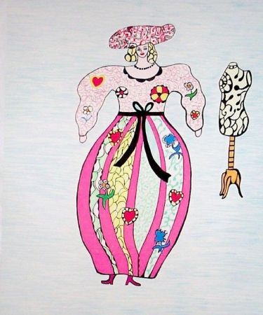 Litografia De Saint Phalle - Femme et mannequin d'atelier de couture