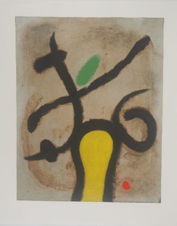 Litografia Miró - Femme et oiseau