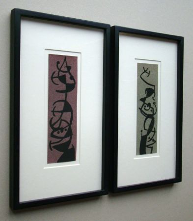 Pochoir Miró (After) - Femme et Oiseau I.+II.