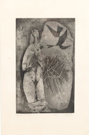 Acquaforte Friedlaender - Femme et oiseaux