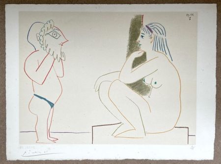 Litografia Picasso - FEMME ET SATYRE (de La Comédie Humaine, 1954)