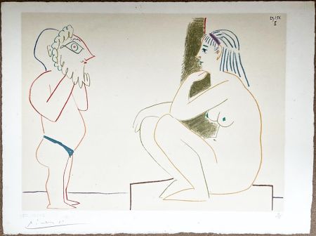 Litografia Picasso - FEMME ET SATYRE (de La Comédie Humaine, 1954)