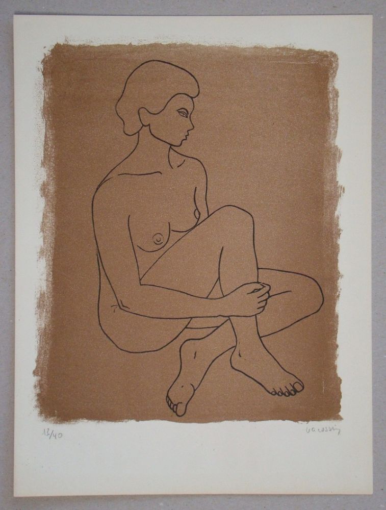 Litografia Vacossin - Femme nue assise