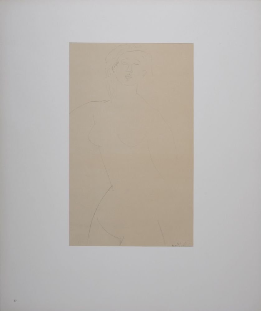 Litografia Modigliani - Femme nue aux cheveux bouclés