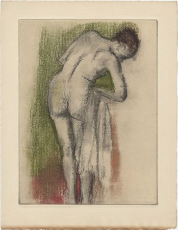 Acquaforte E Acquatinta Degas - Femme nue debout à sa toilette (vers 1880-1890)