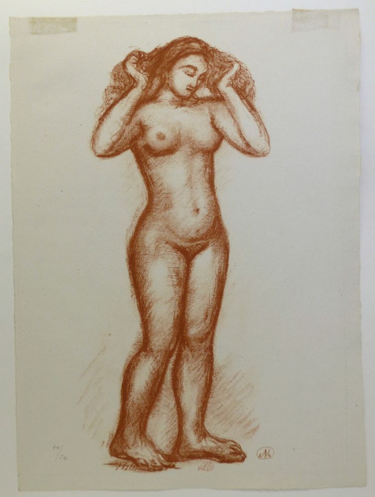 Litografia Maillol - Femme nue en pied. 1935