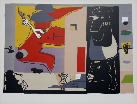 Litografia Le Corbusier - Femme Unicorne et Taureau Noir