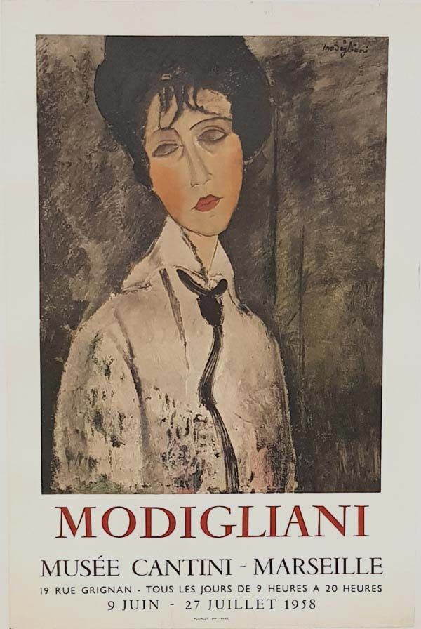 Litografia Modigliani - Femme à la Cravate Noire