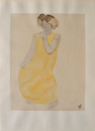 Incisione Rodin - Femme à robe jaune