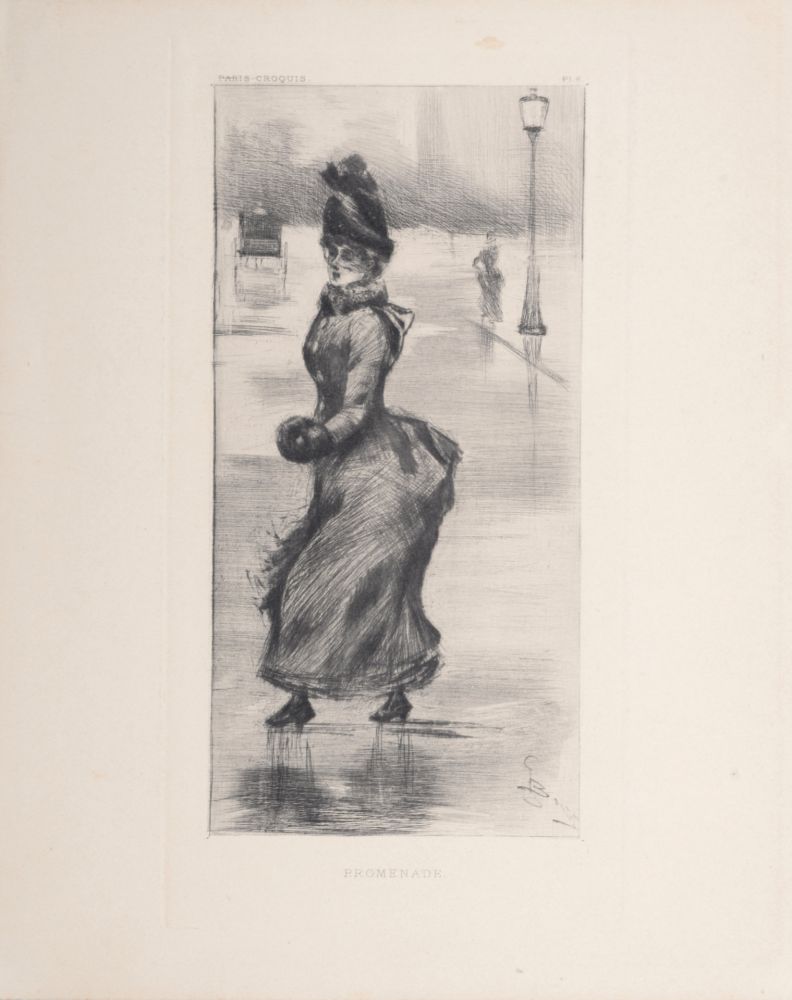 Punta Secca Boutet - Femme élégante, Promenade à Paris, c. 1890