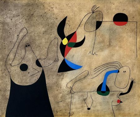 Pochoir Miró - Femmes sur la plage (Constellations) 